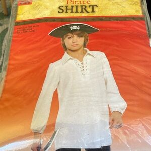 Child size pirate shirt and Jack Sparrow wig